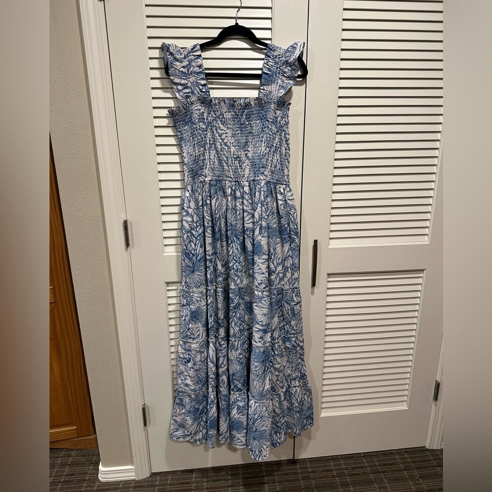 MELLODAY Blue and White Patterned Maxi Dress